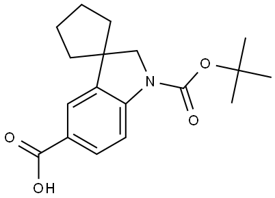 1-[(2-Methylpropan-2-yl)oxycarbonyl]spiro[2H-indole-3,1'-cyclopentane]-5-carboxylic acid Struktur