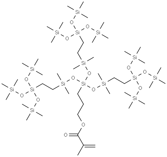 2-Propenoic acid, 2-methyl-, 3-[1,1-bis[[dimethyl[2-[3,3,3-trimethyl-1,1-bis[(trimethylsilyl)oxy]-1-disiloxanyl]ethyl]silyl]oxy]-3,3-dimethyl-3-[2-[3,3,3-trimethyl-1,1-bis[(trimethylsilyl)oxy]-1-disiloxanyl]ethyl]-1-disiloxanyl]propyl ester Structure
