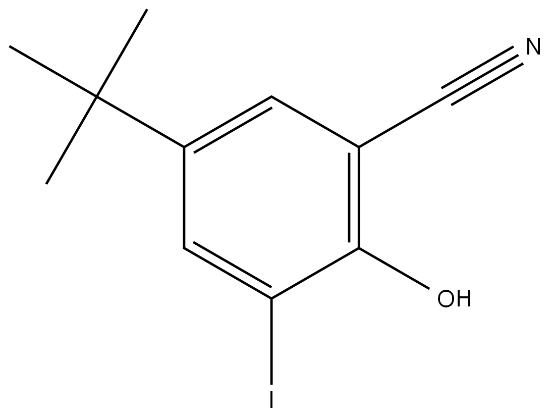 5-(1,1-Dimethylethyl)-2-hydroxy-3-iodobenzonitrile 结构式