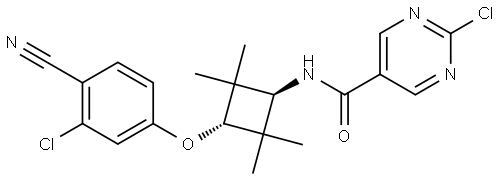 2-chloro-N-[(1r,3r)-3-[(3-chloro-4-cyanophenyl)oxy]-2,2,4,4-tetramethylcyclobutyl]pyrimidine-5-carbo Structure