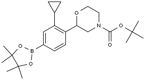 tert-butyl 2-(2-cyclopropyl-4-(4,4,5,5-tetramethyl-1,3,2-dioxaborolan-2-yl)phenyl)morpholine-4-carboxylate Structure