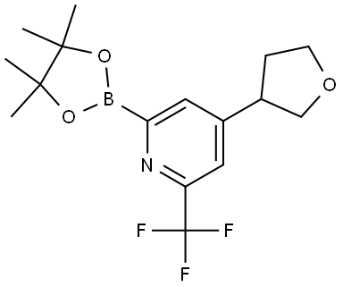 4-(Tetrahydrofuran-3-yl)-2-(4,4,5,5-tetramethyl-1,3,2-dioxaborolan-2-yl)-6-(trifluoromethyl)pyridine Struktur