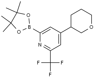 4-(Tetrahydro-2H-pyran-3-yl)-2-(4,4,5,5-tetramethyl-1,3,2-dioxaborolan-2-yl)-6-(trifluoromethyl)pyridine Structure