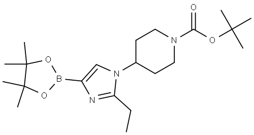 1-(N-Boc-Piperidin-4-yl)-2-ethyl-1H-imidazole-4-boronic acid pinacol ester Struktur