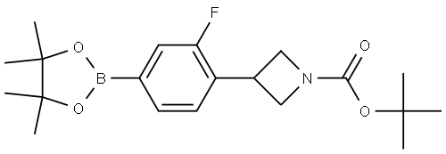 tert-butyl 3-(2-fluoro-4-(4,4,5,5-tetramethyl-1,3,2-dioxaborolan-2-yl)phenyl)azetidine-1-carboxylate 化学構造式
