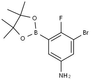 3-Bromo-4-fluoro-5-(4,4,5,5-tetramethyl-1,3,2-dioxaborolan-2-yl)aniline Struktur