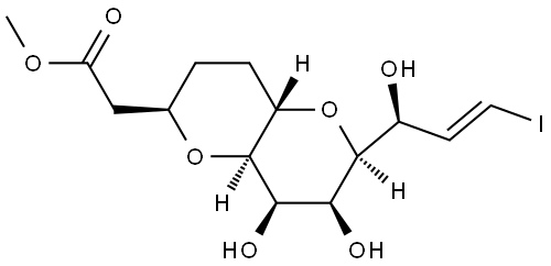 methyl 2-((2R,4aS,6S,7S,8R,8aR)-7,8-dihydroxy-6-((E)-1-hydroxy-3-iodoallyl)-6-methyloctahydropyrano[3,2-b]pyran-2-yl)acetate Struktur