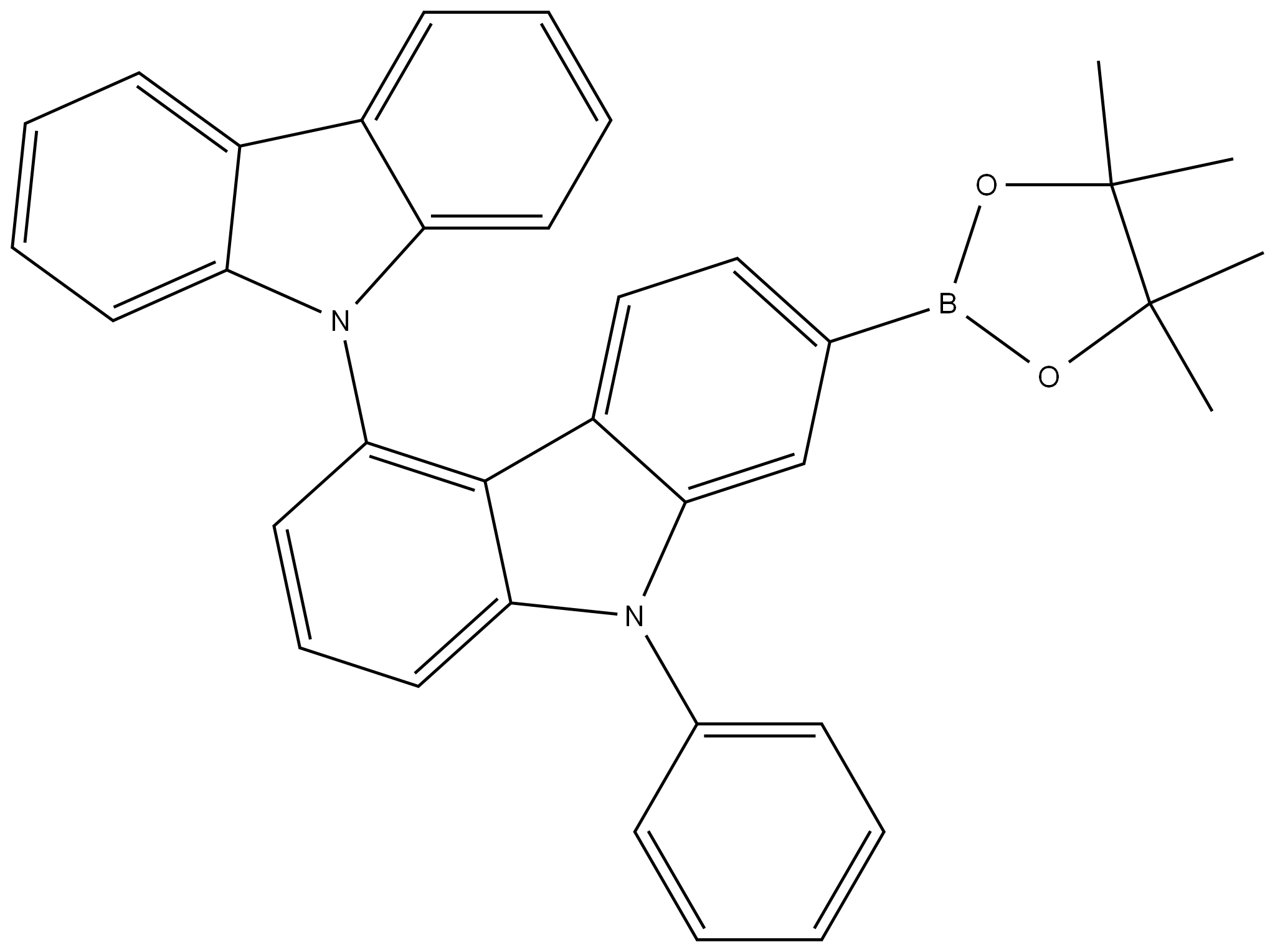 4,9′-Bi-9H-carbazole, 9-phenyl-7-(4,4,5,5-tetramethyl-1,3,2-dioxaborolan-2-yl)- Structure