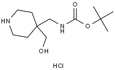 tert-Butyl ((4-(hydroxymethyl)piperidin-4-yl)methyl)carbamate hydrochloride Struktur