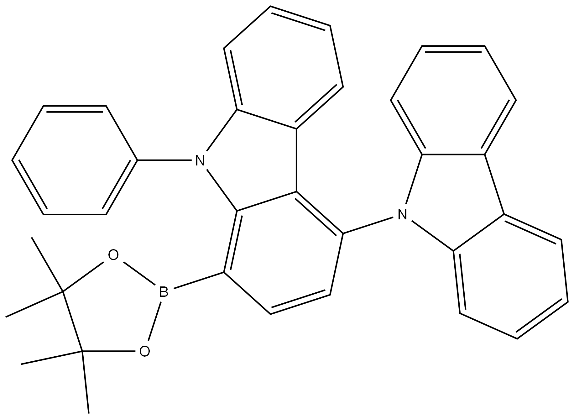4,9′-Bi-9H-carbazole, 9-phenyl-1-(4,4,5,5-tetramethyl-1,3,2-dioxaborolan-2-yl)- 结构式