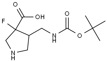4-(((tert-Butoxycarbonyl)amino)methyl)-3-fluoropyrrolidine-3-carboxylic acid Struktur
