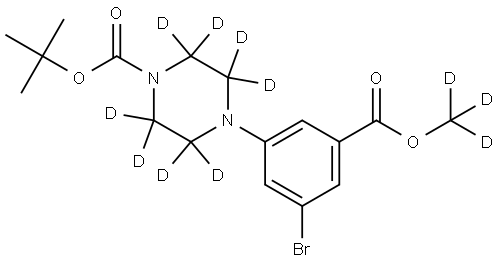 tert-butyl 4-(3-bromo-5-((methoxy-d3)carbonyl)phenyl)piperazine-1-carboxylate-2,2,3,3,5,5,6,6-d8 Structure