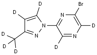 2-bromo-6-(3-(methyl-d3)-1H-pyrazol-1-yl-4,5-d2)pyrazine-3,5-d2 Struktur