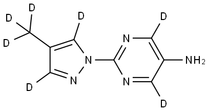 2-(4-(methyl-d3)-1H-pyrazol-1-yl-3,5-d2)pyrimidin-4,6-d2-5-amine Struktur