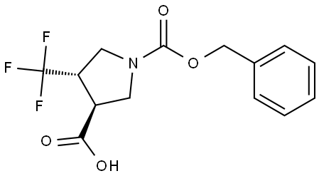 (3S,4S)-1-[(benzyloxy)carbonyl]-4-(trifluoromethyl)pyrrolidine-3-carboxylic acid Struktur