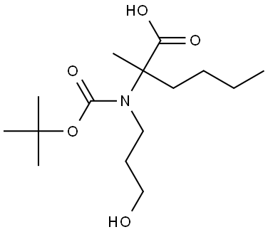 2-((tert-butoxycarbonyl)(3-hydroxypropyl)amino)-2-methylhexanoic acid Struktur