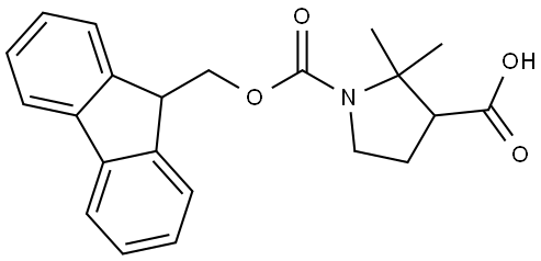 1-(((9H-Fluoren-9-yl)methoxy)carbonyl)-2,2-dimethylpyrrolidine-3-carboxylic acid Struktur