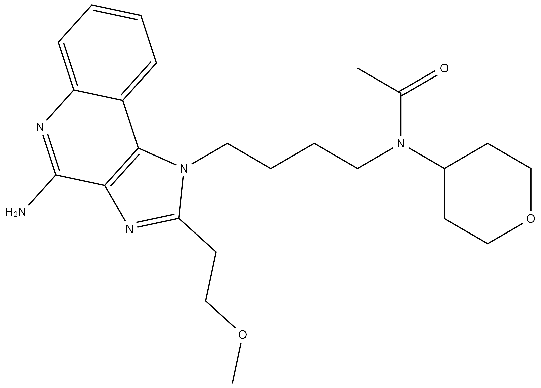 Acetamide, N-[4-[4-amino-2-(2-methoxyethyl)-1H-imidazo[4,5-c]quinolin-1-yl]butyl]-N-(tetrahydro-2H-pyran-4-yl)-,2296821-50-4,结构式