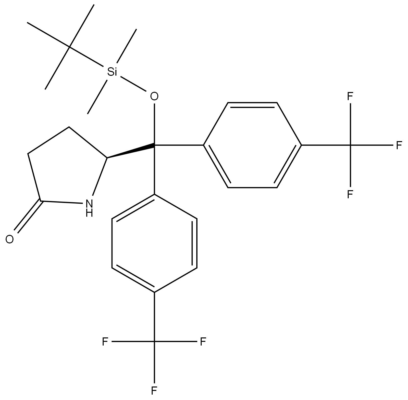 (S)-5-(bis(3,5-bis(trifluoromethyl)phenyl)((tert-butyldimethylsilyl)oxy)methyl)pyrrolidin-2-one,2305967-13-7,结构式