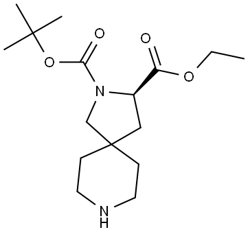O2-tert-butyl O3-ethyl (3R)-2,8-diazaspiro[4.5]decane-2,3-dicarboxylate Struktur