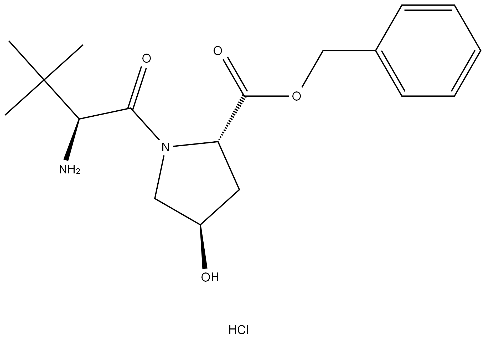 benzyl (2S,4R)-1-((S)-2-amino-3,3-dimethylbutanoyl)-4-hydroxypyrrolidine-2-carboxylate hydrochloride 结构式
