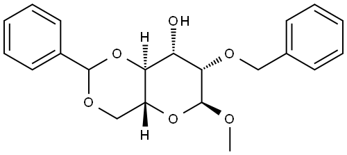methyl 2-O-benzyl-(R)-4,6-O-benzylidene-α-D-mannopyranoside Structure