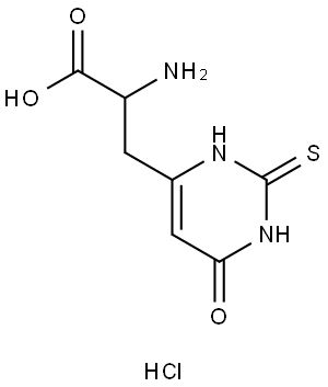 2-Amino-3-(6-oxo-2-thioxo-1,2,3,6-tetrahydropyrimidin-4-yl)propanoic acid hydrochloride Struktur