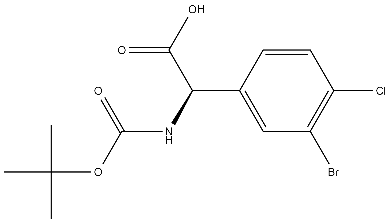 (R)-2-(3-bromo-4-chlorophenyl)-2-((tert-butoxycarbonyl)amino)acetic acid Structure
