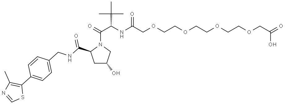 2-[2-[2-[2-[2-[[(1S)-1-[(2S,4R)-4-hydroxy-2-[[4-(4-methylthiazol-5-yl)phenyl]methylcarbamoyl]pyrrolidine-1-carbonyl]-2,2-dimethyl-propyl]amino]-2-oxo-ethoxy]ethoxy]ethoxy]ethoxy]acetic acid Structure