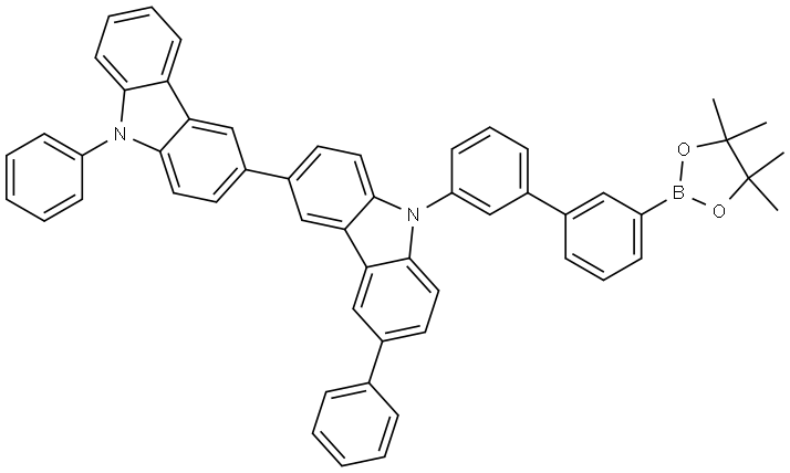 3,3′-Bi-9H-carbazole, 6,9′-diphenyl-9-[3′-(4,4,5,5-tetramethyl-1,3,2-dioxaborolan-2-yl)[1,1′-biphenyl]-3-yl]- Structure