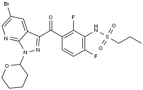 N-(3-(5-bromo-1-(tetrahydro-2H-pyran-2-yl)-1H-pyrazolo[3,4-b]pyridine-3-carbonyl)-2,6-difluorophenyl)propane-1-sulfonamide Structure