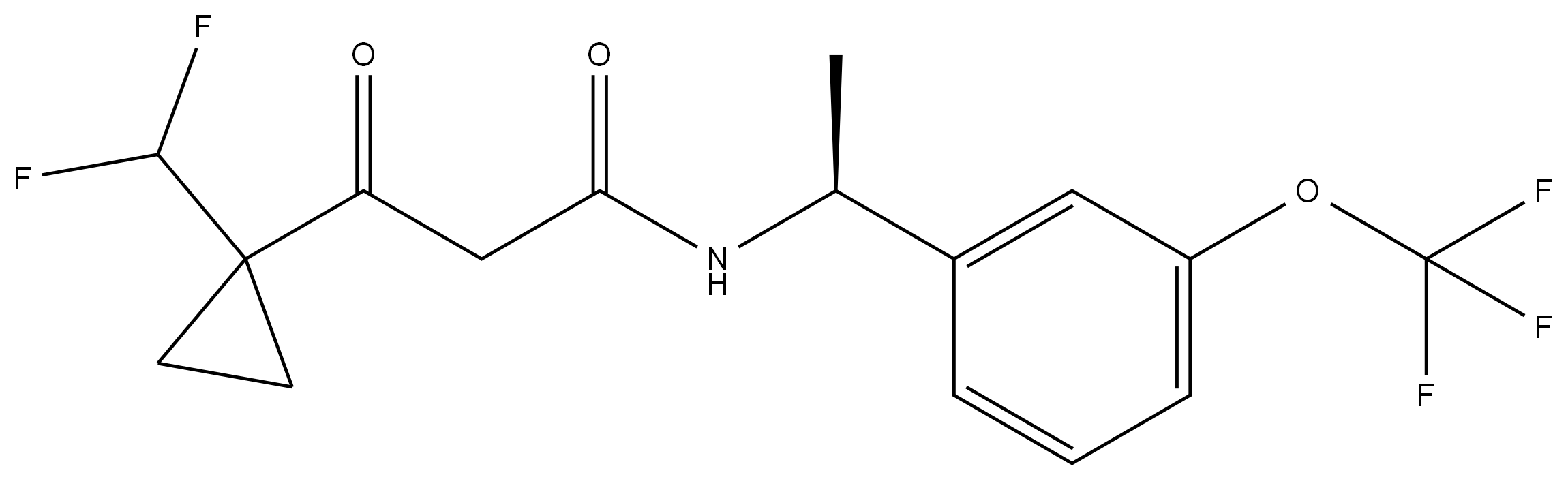 (S)-3-(1-(difluoromethyl)cyclopropyl)-3-oxo-N-(1-(3-(trifluoromethoxy)phenyl)ethyl)propanamide Structure