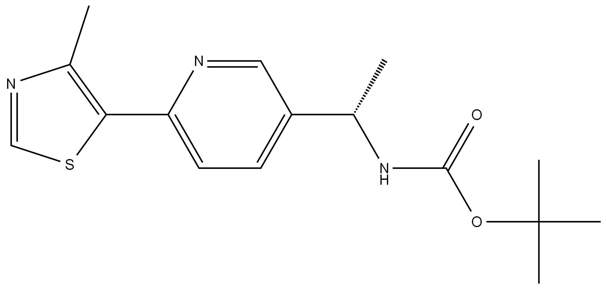 (S)-N-BOC-1-[6-(4-甲基噻唑-5-基)-3-吡啶基]乙胺,2378052-10-7,结构式