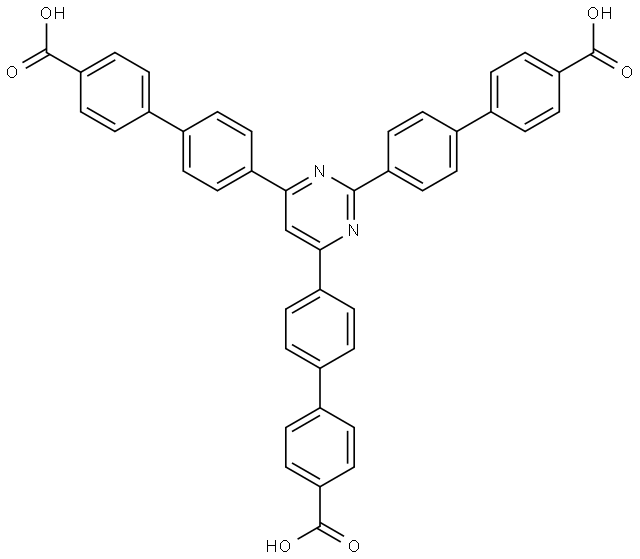 4',4''',4'''''-(pyrimidine-2,4,6-triyl)tris(([1,1'-biphenyl]-4-carboxylic acid)) Struktur