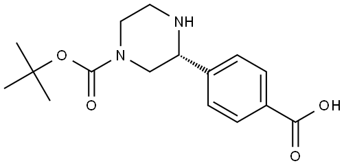 (R)-4-(4-(tert-butoxycarbonyl)piperazin-2-yl)benzoic acid 化学構造式