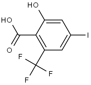 2-Hydroxy-4-iodo-6-(trifluoromethyl)benzoic acid,2383289-35-6,结构式