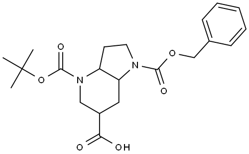 1-[(benzyloxy)carbonyl]-4-[(tert-butoxy)carbonyl]-octahydro-1H-pyrrolo[3,2-b]pyridine-6-carboxylic acid 结构式