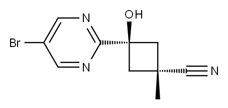 反式-3-(5-溴-2-嘧啶基)-3-羟基-1-甲基环丁烷甲腈, 2387585-06-8, 结构式