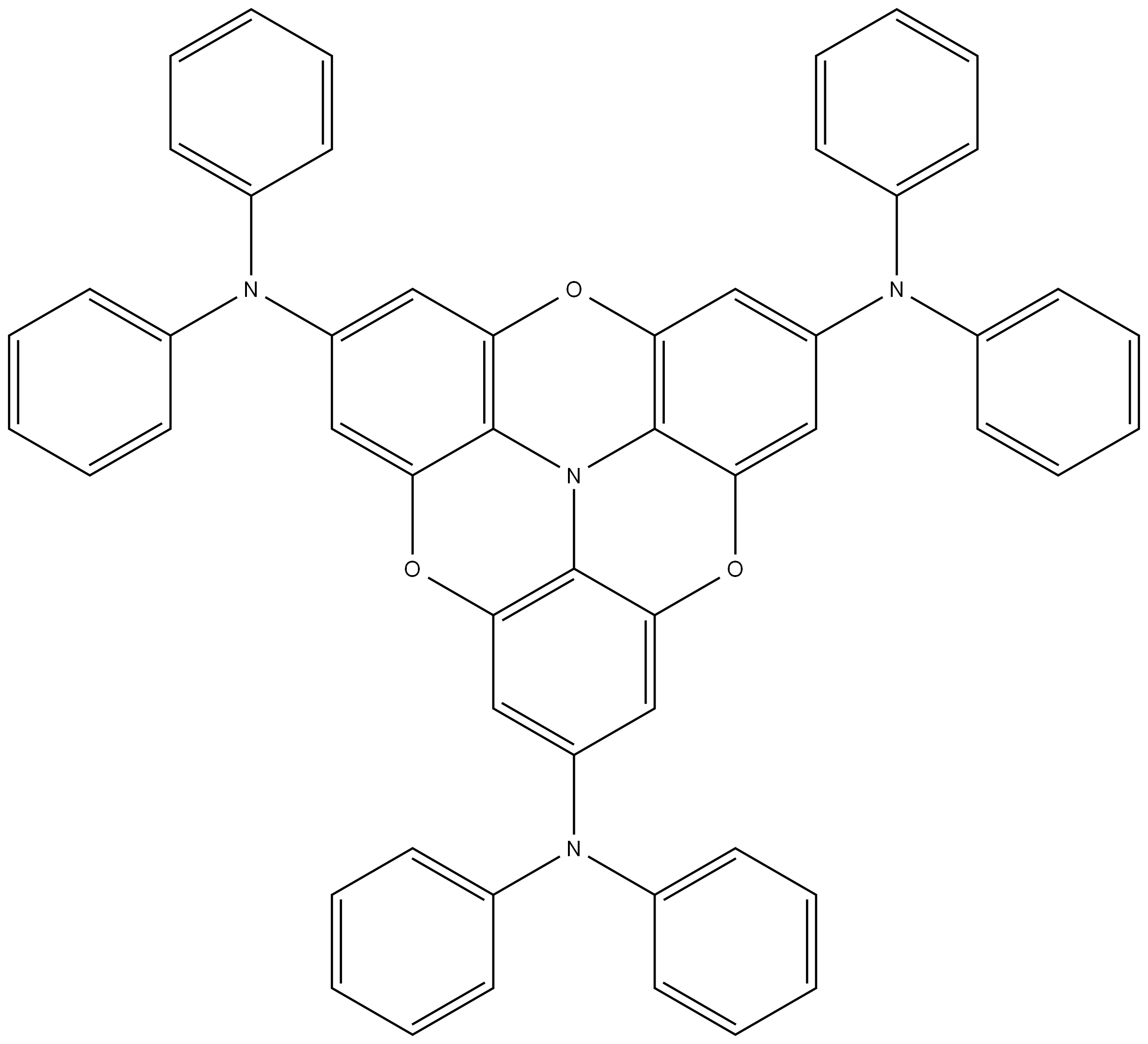 N2,N2,N6,N6,N10,N10-HEXAPHENYL-4,8,12-TRIOXA-3A2-AZADIBENZO[CD,MN]PYRENE-2,6,10-TRIAMINE,2396576-92-2,结构式