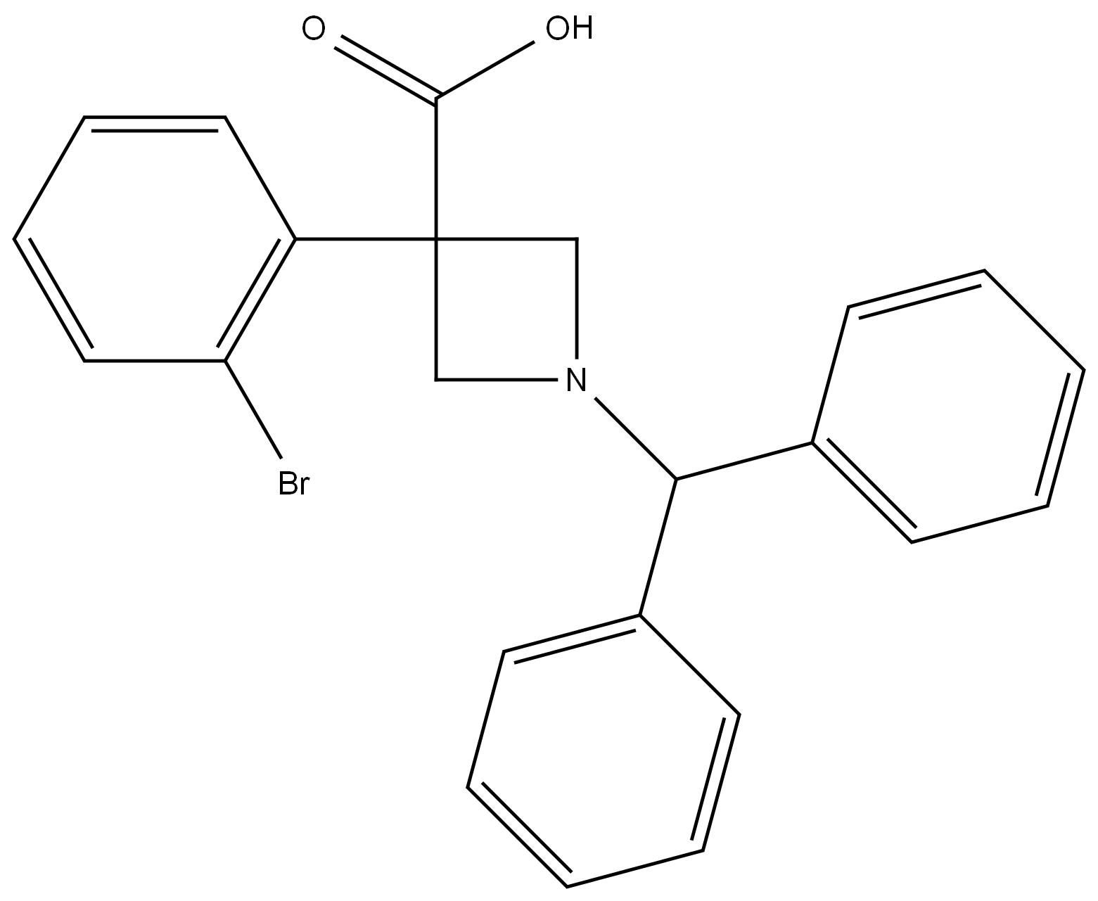 1-benzhydryl-3-(2-bromophenyl)azetidine-3-carboxylic acid 结构式