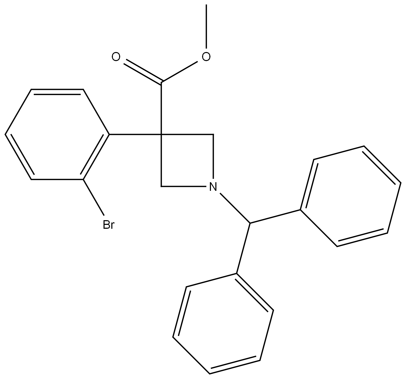 methyl 1-benzhydryl-3-(2-bromophenyl)azetidine-3-carboxylate,2396675-58-2,结构式