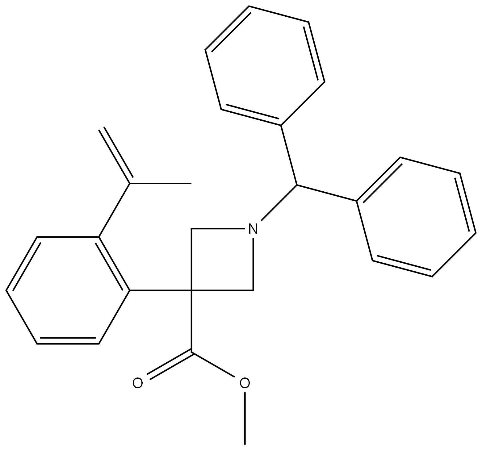 methyl 1-benzhydryl-3-(2-(prop-1-en-2-yl)phenyl)azetidine-3-carboxylate,2396675-59-3,结构式