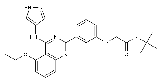 N-tert-butyl-2-[3-[5-ethoxy-4-(1H-pyrazol-4-ylamino)quinazolin-2-yl]phenoxy]acetamide,2406304-31-0,结构式