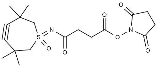 2,5-Dioxo-1-pyrrolidinyl 4-[(4,5-didehydro-6,7-dihydro-3,3,6,6-tetramethyl-1-oxido-2H-1λ4-thiepin-1(3H)-ylidene)amino]-4-oxobuatnoate Struktur