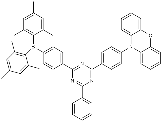 10-(4-(4-(4-(dimesitylboraneyl)phenyl)-6-phenyl-1,3,5-triazin-2-yl)phenyl)-10H-phenoxazine 结构式