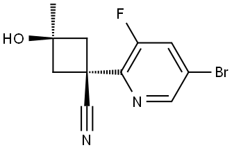 cis-1-(5-Bromo-3-fluoro-2-pyridyl)-3-hydroxy-3-methylcyclobutanecarbonitrile Structure