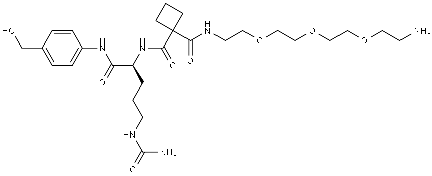 Amine-PEG3-Amide-cBut-Cit-PAB Structure