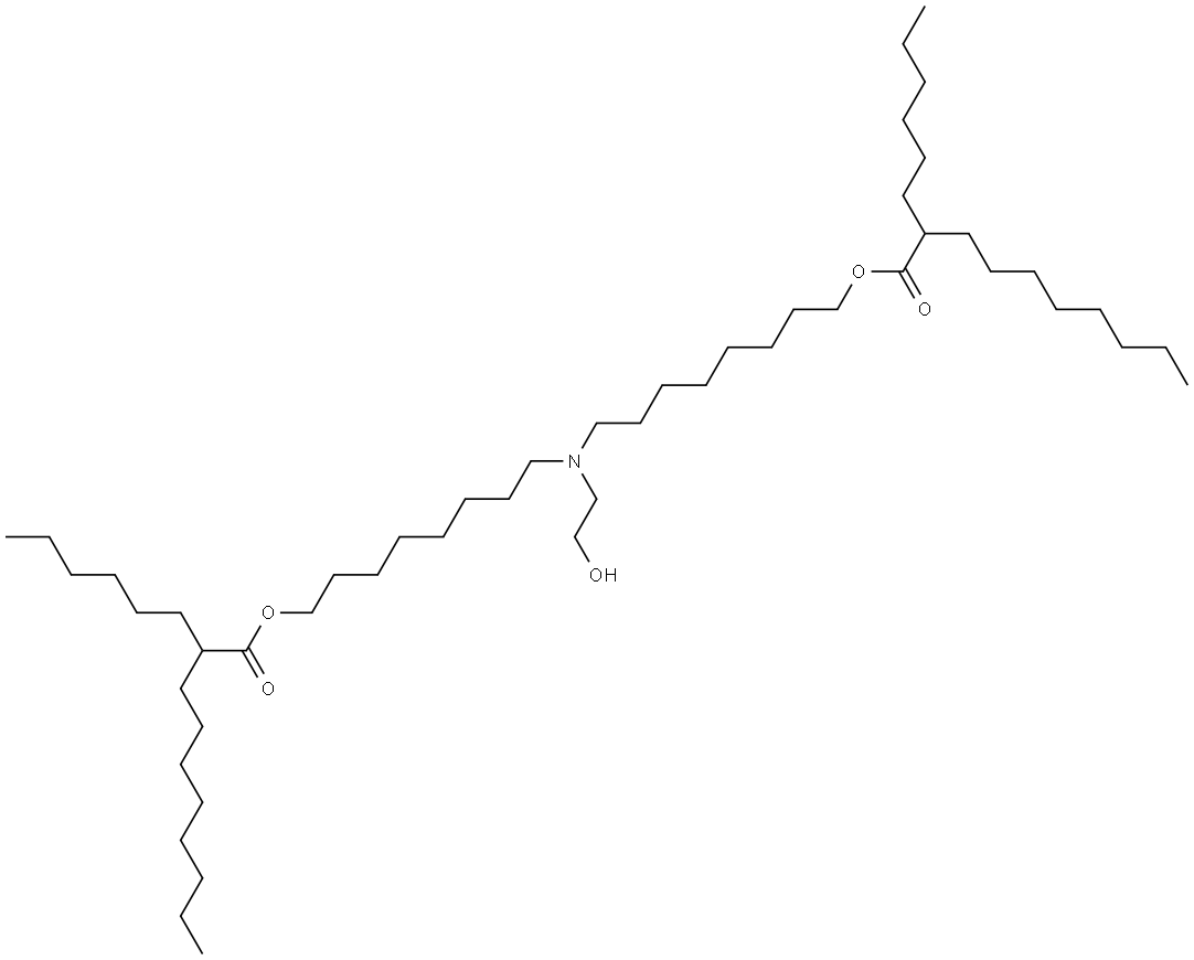 Decanoic acid, 2-hexyl-, 1,1′-[[(2-hydroxyethyl)imino]di-8,1-octanediyl] ester Struktur