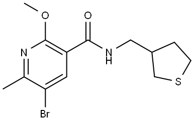 5-Bromo-2-methoxy-6-methyl-N-[(tetrahydro-3-thienyl)methyl]-3-pyridinecarboxa... 化学構造式