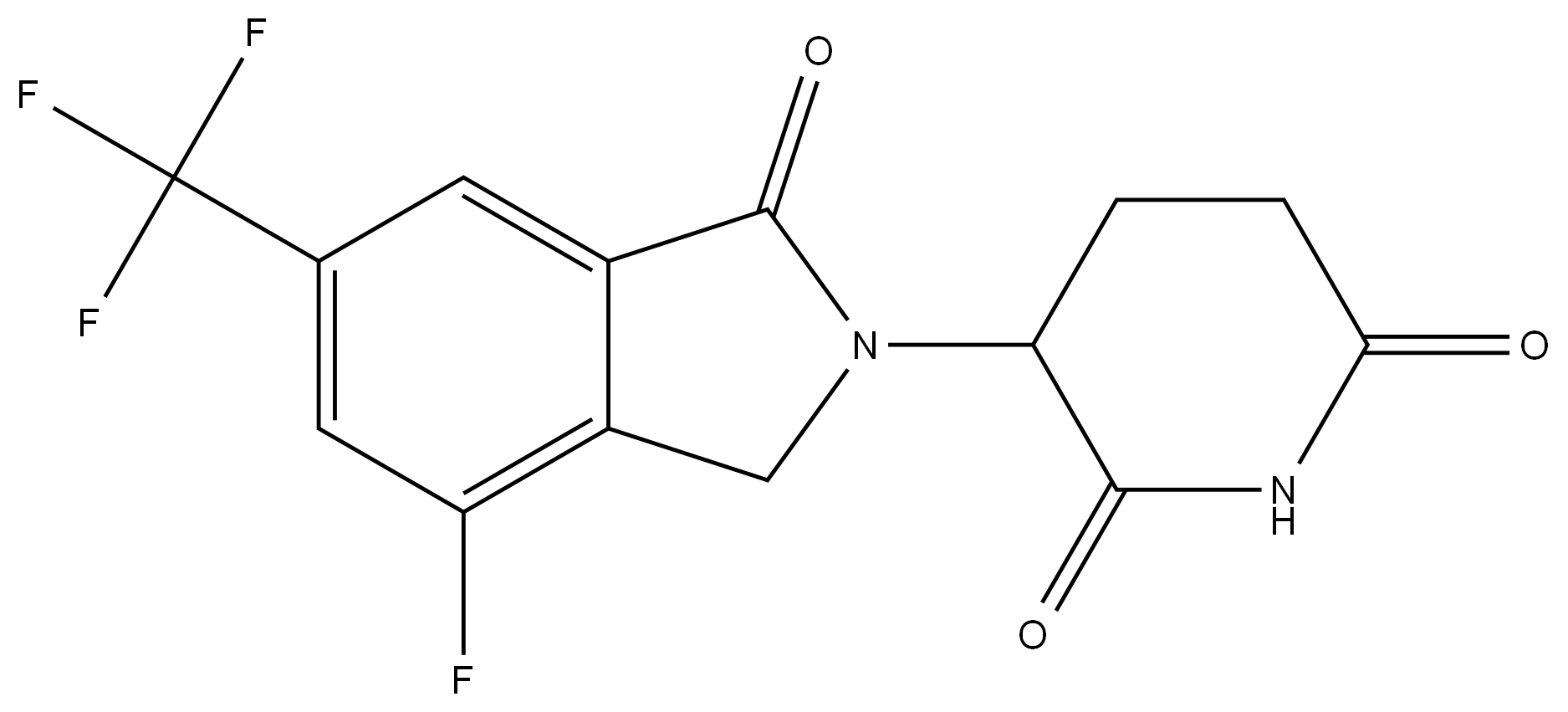 3-(4-fluoro-1-oxo-6-(trifluoromethyl)isoindolin-2-yl)piperidine-2,6-dione,2438239-23-5,结构式